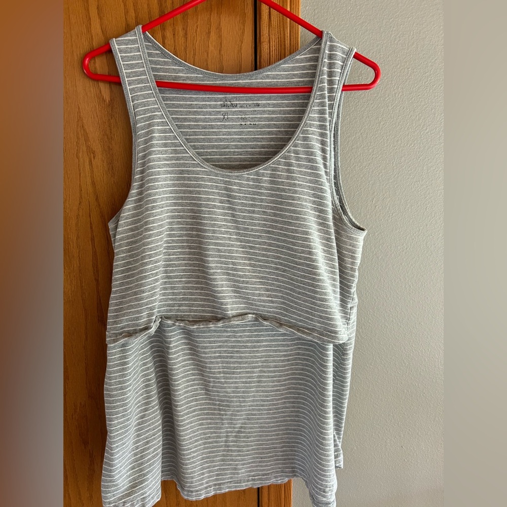 Latched Mama Gray and White Nursing Tank Top